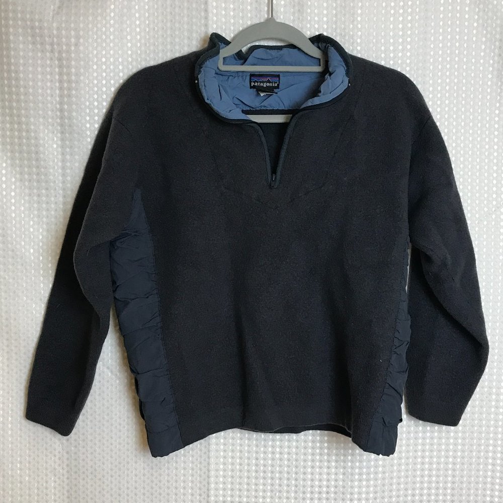Patagonia Wool 1/4 Zip Sweater Ruched Side XL